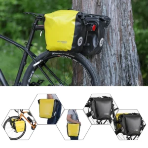 Rockbros AS-003-1Y waterproof bicycle bag with shoulder strap, front/rear mounting, 10-14l - yellow - Image 6