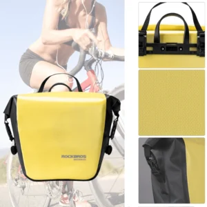 Rockbros AS-003-1Y waterproof bicycle bag with shoulder strap, front/rear mounting, 10-14l - yellow - Image 9