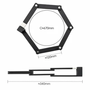 Rockbros 32140003001 foldable bicycle lock with key and handle, 88cm - juodos spalvos - Image 6