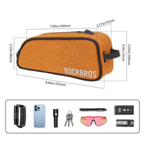 Rockbros 30120045004 ROAD TO SKY bicycle bag for the top frame tube, waterproof, 0.7L - orange - Image 3
