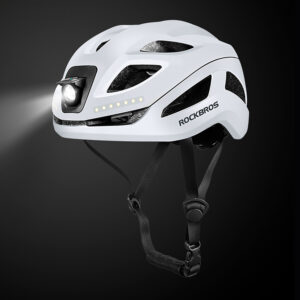 Rockbros ZK-077 Bicycle Helmet with Integrated Multi-Directional Lighting 57-61 cm - White - Image 2