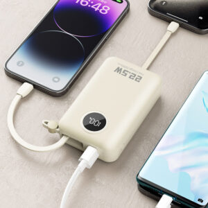 Dudao K14+ Powerbank 20000mAh 22.5W USB-C / USB-A / Built-in Lightning and USB-C Cables - White - Image 5