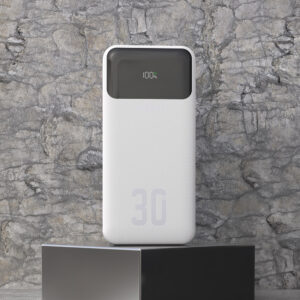 Dudao K15Max 30000mAh PD 22.5W Powerbank with USB-C and Lightning Cables - baltos spalvos - Image 2