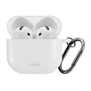 Puro Icon dėklas skirtas AirPods 4 - baltos spalvos