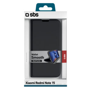 SBS Wallet Smooth dėklas skirtas Xiaomi Redmi Note 15 with Flip - juodos spalvos - Image 2