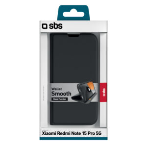 SBS Wallet Smooth dėklas skirtas Xiaomi Redmi Note 15 Pro with Flip - juodos spalvos - Image 2