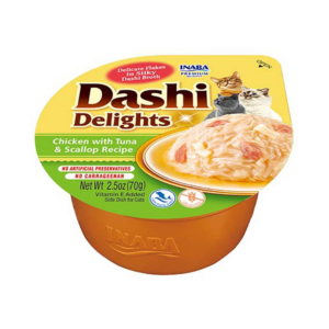 INABA Dashi Delights vištienos, tuno ir šukučių sultinys - skanėstas katėms - 70g