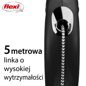 Flexi New CLASSIC 5 m Juoda Šuo Susitraukiantis pavadėlis - Image 2