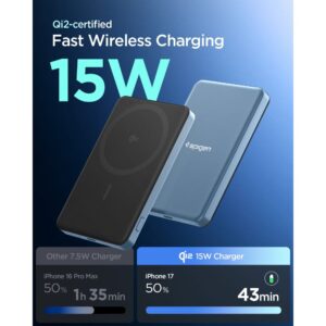 Spigen EA2205MQ Essential MagSafe Power Bank 5000MAH 22.5W QI2 Teal Blue - Image 4