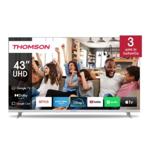 Televizorius|THOMSON|43"|4K/Smart|QLED|3840x2160|Google TV|White|43UG4S14W
