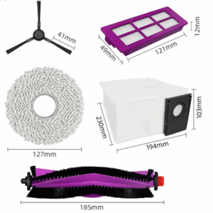 Midea V15 Spare Parts kit: 1x Side Brush, 2x Mop Pad, 1x Roller Brush, 1x Filter, 1x Dust Bag - Image 3