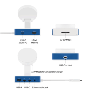 Hyper HyperDrive Flex MagCharge USB-C Hub, White/Blue | HD8100BUGL | HDMI ports quantity 1 - Image 7