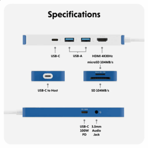 Hyper HyperDrive Flex 8 Port USB-C Hub, White/Blue | HD4102BUGL | HDMI ports quantity 1 - Image 7