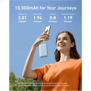 Anker Power Bank with Built-In USB-C and + Lighting Cable | A1680031 | 10000 mAh | 30W | Blue - Image 5