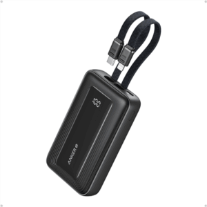 Anker | Power Bank | A1680G11 | 10000 mAh | USB-C 30W, Lightning 27W | Built-In USB-C and Lightning Cables | Black - Image 2