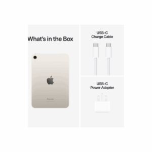 Apple | iPad mini | 8.3  | Starlight | IPS | 2266 x 1488 pixels | Apple A17 Pro | 128 GB | Wi-Fi | Front camera | 12 MP | Rear camera | 12 MP | Bluetooth | 5.3 | iPadOS | USB-C charging cable - Image 4