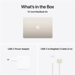 Apple MacBook | Air | Starlight | 13 | IPS | 2560 x 1664 pixels | Apple M4 | 16 GB | Solid-state drive capacity 256 GB | Apple M4 chip 10-core CPU/8-core GPU | macOS | 802.11ax | Bluetooth version 5.0 | Keyboard language English | Keyboard backlit | Warranty 12 month(s) - Image 8