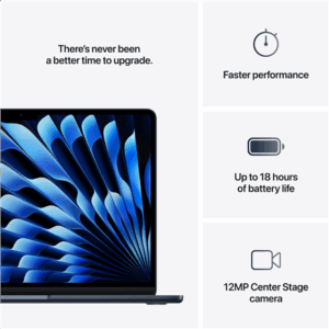 Apple MacBook | Air | Midnight | 13 | IPS | 2560 x 1664 pixels | Apple M4 | 16 GB | Solid-state drive capacity 256 GB | Apple M4 chip 10-core CPU/8-core GPU | macOS | 802.11ax | Bluetooth version 5.0 | Keyboard language Russian | Keyboard backlit | Warranty 12 month(s) - Image 7