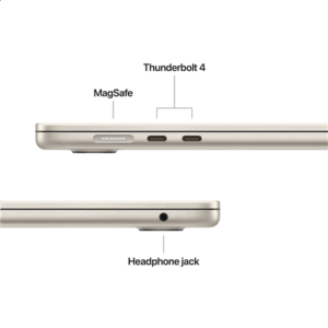 Apple MacBook | Air | Starlight | 15  | IPS | 2880 x 1864 pixels | Apple M4 | 16 GB | Solid-state drive capacity 512 GB | Apple M4 chip 10-core CPU/10-core GPU | macOS | 802.11ax | Bluetooth version 5.0 | Keyboard language Swedish | Keyboard backlit | Warranty 12 month(s) - Image 6