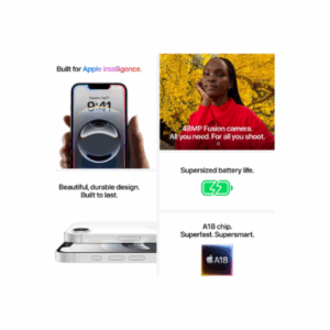 Apple | iPhone 16e | White | 6.1  | 2532 x 1170 pixels | OLED | A18 | Internal RAM 8 GB | 256 GB | Dual-SIM | Nano SIM | 5G | Main camera resolution 48 MP | iOS 26 | Secondary camera resolution 12 MP - Image 10