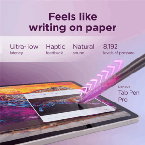 Lenovo Yoga Tab Wi-Fi (w/o power adapter) | ZAG60208SE | 11.1 " | Seashell | LTPS | 3200 x 2000 pixels | Qualcomm | Snapdragon 8 Gen 3 Mobile Platform | 12 GB | Soldered LPDDR5x | 256 GB | Wi-Fi | Front camera | 13 MP | Rear camera | 13+2 MP | Bluetooth | 5.4 | Android | Android 15 or Later | Warranty 24 month(s) | Lenovo Tab Pen Pro - Image 16