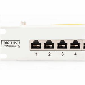 Digitus | Patch Panel | DN-91624S | Category: CAT 6; Ports: 24 x RJ45; Retention strength: 7.7 kg; Insertion force: 30N max | 48.2 x 4.4 x 10.9 cm | White - Image 3