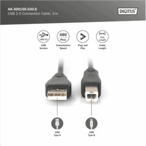 Digitus USB 2.0 Connection Cable | AK-300105-030-S - Image 4