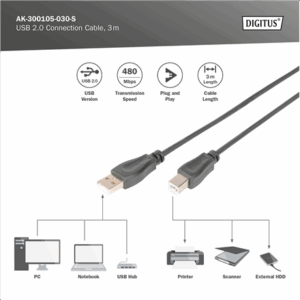 Digitus USB 2.0 Connection Cable | AK-300105-030-S - Image 5