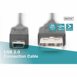 Digitus Connection Cable, 1.8 m | AK-300108-018-S | USB Type A to USB Mini B - Image 3