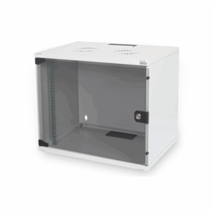 Digitus | 7U wall mounting cabinet | DN-19 07U-S-1 | Grey | Safety class rating IP20. Lockable safety-glass door. 200° door opening angle. Front door: Glass door, single opening. Unmounted 370x540x400 mm - Image 2