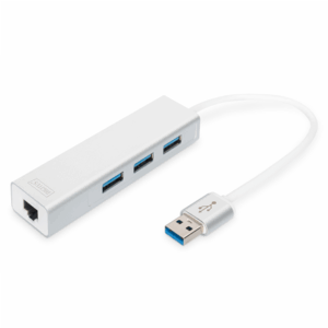 Digitus | 3-port USB Hub and Gigabit LAN adapter | DA-70250-1 | USB Hub - Image 2