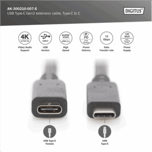 Digitus USB Type-C Gen2 extension cable, Type-C to C | AK-300210-007-S - Image 10