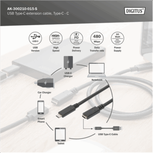 Digitus USB Type-C extension cable, Type-C - C | AK-300210-015-S - Image 12