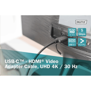 Digitus | USB Type-C to HDMI Adapter | DA-70821 | Black | USB Type-C | 1.8 m - Image 5
