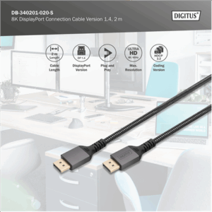 Digitus 8K DisplayPort Connection Cable Version 1.4 | DB-340201-020-S | DisplayPort to DisplayPort - Image 6