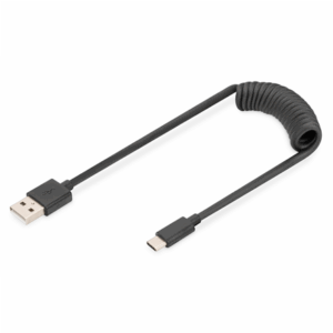 Digitus | USB 2.0 Type A to USB C Spiral Cable | AK-300430-006-S | USB-A to USB-C USB 2.0 Type A, plug | USB C, plug - Image 2