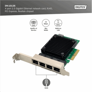 Digitus DN-10136 4-Port RJ45 RTL8125B, 2.5 GBits Server NIC - Image 3