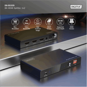 Digitus 8K HDMI Splitter, 1x2 | DS-55339 | Black - Image 6