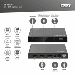 Digitus 8K HDMI Splitter, 1x2 | DS-55339 | Black - Image 7