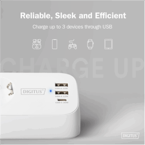 Digitus 3-way office socket strip with 2x USB-A and 1x USB-C connections | DA-70626 - Image 9