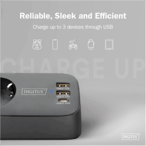 Digitus 3-way office socket strip with 2x USB-A and 1x USB-C connections | DA-70625 - Image 11