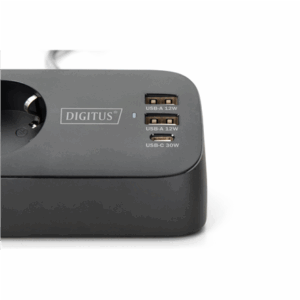 Digitus 3-way office socket strip with 2x USB-A and 1x USB-C connections | DA-70625 - Image 4