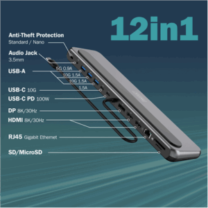 Digitus USB-C 8K docking station, 12-port | DA-70919 | Ethernet LAN (RJ-45) ports 1 | HDMI ports quantity 2 - Image 7