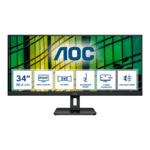 AOC | Monitor | U34E2M | 34 " | VA | WQHD | 21:9 | 100 Hz | 4 ms | 3440 x 1440 | 300 cd/m² | HDMI ports quantity 2 | Black - Image 13