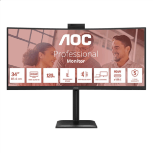 AOC | CU34E4CW | 34 " | VA | UWQHD | 120 Hz | 4 ms | 3440 x 1440 pixels | 350 cd/m² | HDMI ports quantity 2 | Black - Image 2