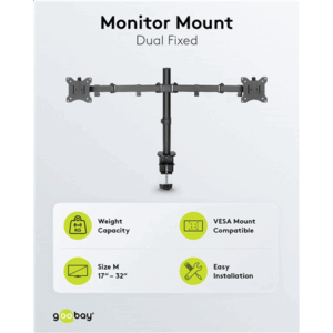 Goobay Dual Monitor Mount Flex | Swivel, Tilt, Rotation | 17-32 " | Maximum weight (capacity) 8 kg | Black - Image 6