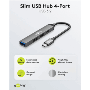 Goobay Slim 4-Port USB Hub, USB-C to USB-C/USB-A, 5 Gbit/s | 74459 - Image 3