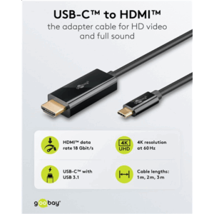 Goobay USB-C to HDMI Cable 4K at 60 Hz, 1 m | 75696 - Image 7