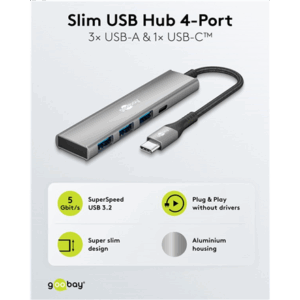 Goobay Slim 4-Port USB Hub, USB-C to USB-C/USB-A, 5 Gbit/s | 76562 - Image 5