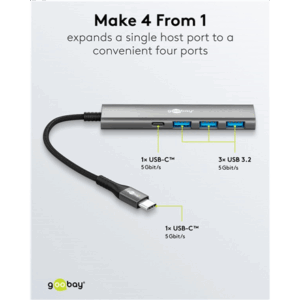 Goobay Slim 4-Port USB Hub, USB-C to USB-C/USB-A, 5 Gbit/s | 76562 - Image 6